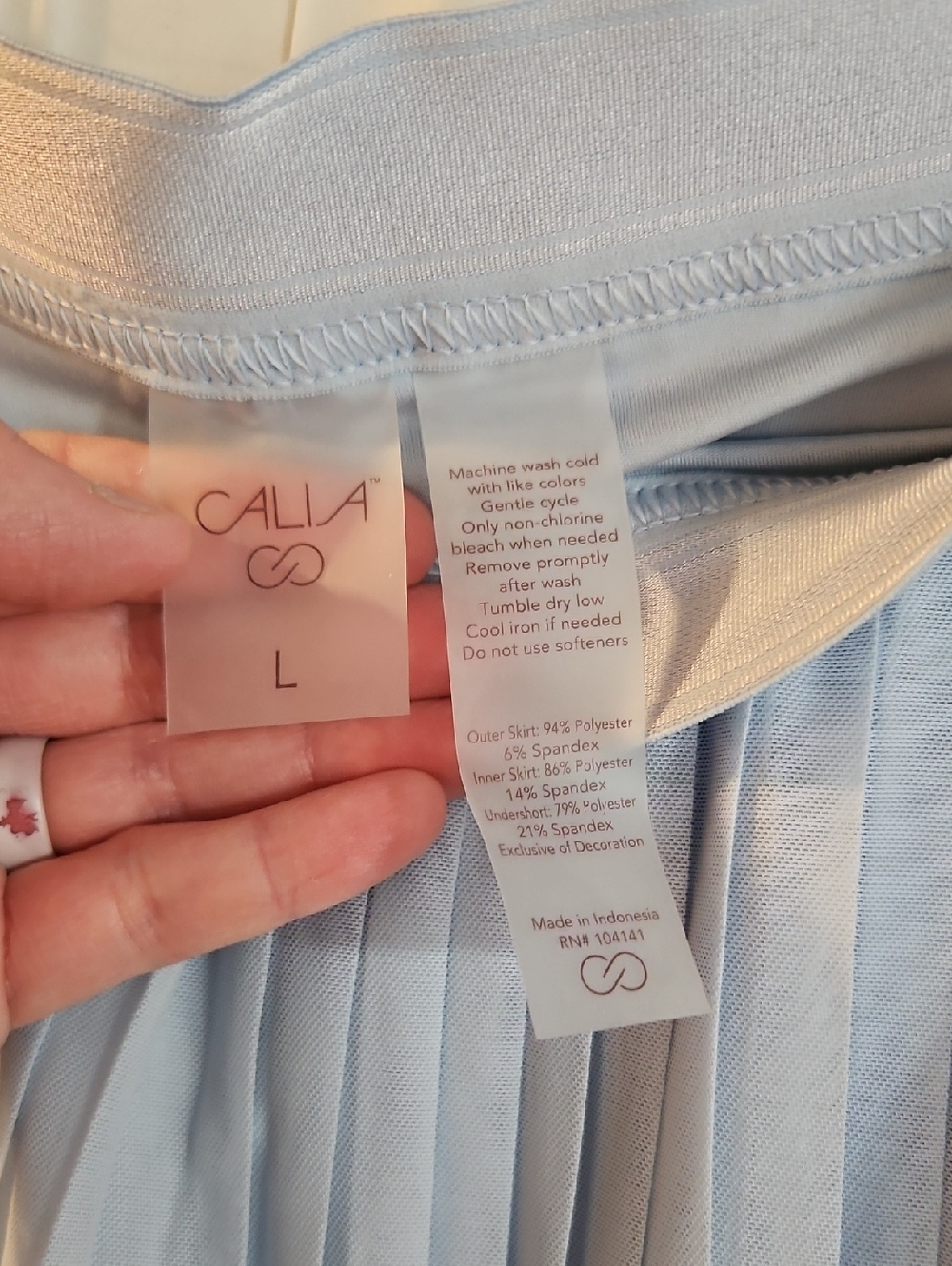 CALIA Women's Pleated Mesh Skort: PALE BLUE: NEW WITH TAGS: SIZE L - Picture 2 of 5